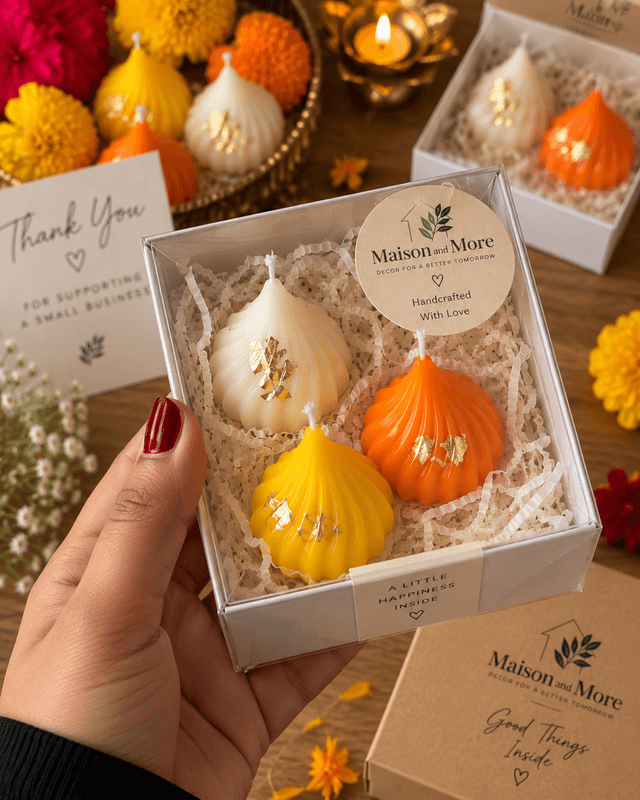 Festive Modak Candle Gift Set – Pack of 4